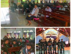 Meningkatkan Pembinaan Mental Rohani, Prajurit Satgas Yonif 126/KC Melaksanakan Ibadah Gereja Bersama Masyarakat di Wilayah Perbatasan RI-PNG